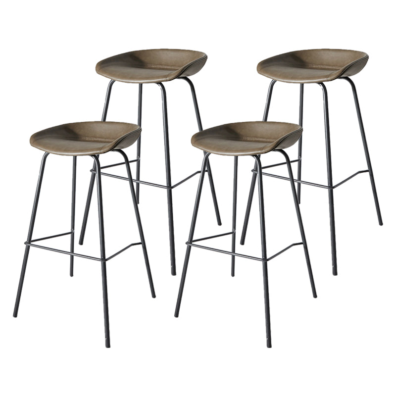 Contemporary Matte Finish Leather Barstool Low Back Home Stool Dark Coffee 4 Piece Set Counter Stool(26"H) Clearhalo 'Bar Furniture' 'Bar Stools' 'bar_stools' 'furn' 'furn_bar_stools' 'Furniture' 'furniture_bar_stools' 'Kitchen & Dining Furniture' 4851768