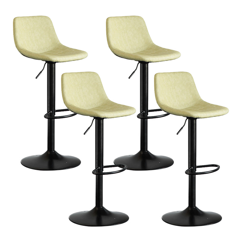 Contemporary Matte Finish Leather Barstool Adjustable Height Footrest Home Stool Beige-Yellow Set of 4 Clearhalo 'Bar Furniture' 'Bar Stools' 'bar_stools' 'Furniture' 'furniture_bar_stools' 'Kitchen & Dining Furniture' 4851809