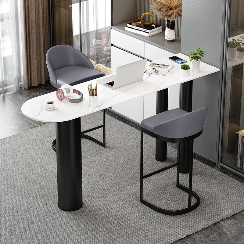 Artificial Wood/Stone Bar Dining Table Modern Oval Bar Table with Tripod for Dining Room 78.7"L x 15.7"W x 41.3"H Stone Without Chairs Clearhalo 'Bar Furniture' 'Bar Tables' 'bar_tables' 'furn' 'furn_bar_tables' 'Furniture' 'furniture_bar_tables' 'Kitchen & Dining Furniture' 4851918