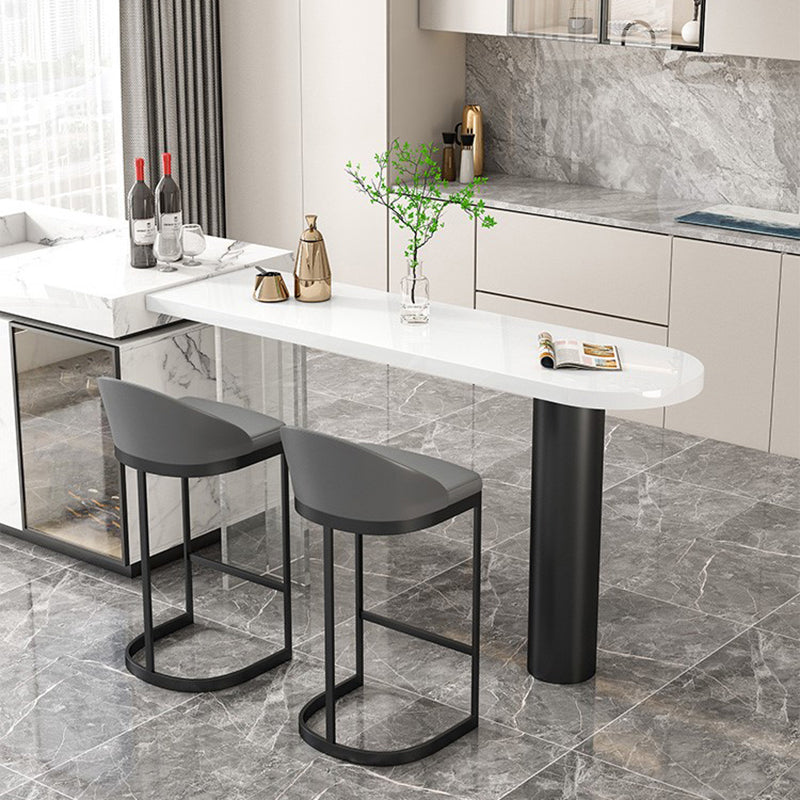 Stone/Wood Bar Dining Table Modern Oval Bar Table with Double Pedestal 94.5"L x 15.7"W x 41.3"H Manufactured Wood Without Chairs Clearhalo 'Bar Furniture' 'Bar Tables' 'bar_tables' 'furn' 'furn_bar_tables' 'Furniture' 'furniture_bar_tables' 'Kitchen & Dining Furniture' 4852003