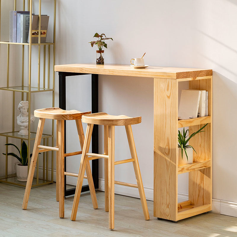 Solid Wood Bar Dining Table Industrial Bar Table with Sled Base 78.7"L x 15.7"W x 41.3"H Iron With Storage Space Clearhalo 'Bar Furniture' 'Bar Tables' 'bar_tables' 'Furniture' 'furniture_bar_tables' 'Kitchen & Dining Furniture' 4852161