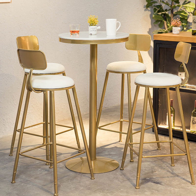 Artificial Marble Bar Table Glam Style Gold Base Bistro Table for Coffee Shop 21.7"L x 21.7"W x 41.3"H Round Clearhalo 'Bar Furniture' 'Bar Tables' 'bar_tables' 'Furniture' 'furniture_bar_tables' 'Kitchen & Dining Furniture' 4852301