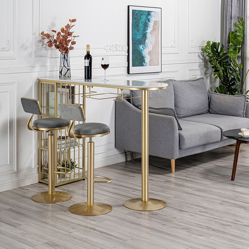 Modern Bar Table Artificial Marble Top 42-inch Height Pub Table for Dining Room 70.9"L x 15.7"W x 41.3"H Gold Without Chairs Clearhalo 'Bar Furniture' 'Bar Tables' 'bar_tables' 'furn' 'furn_bar_tables' 'Furniture' 'furniture_bar_tables' 'Kitchen & Dining Furniture' 4852462