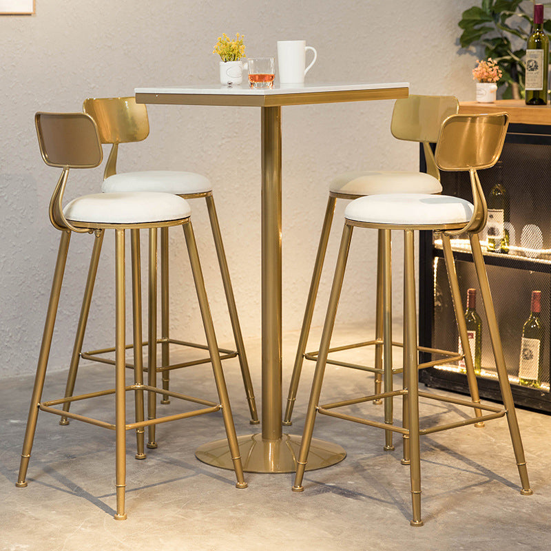 Artificial Marble Bar Table Glam Style Gold Base Bistro Table for Indoor 21.7"L x 21.7"W x 41.3"H Square Clearhalo 'Bar Furniture' 'Bar Tables' 'bar_tables' 'Furniture' 'furniture_bar_tables' 'Kitchen & Dining Furniture' 4852514
