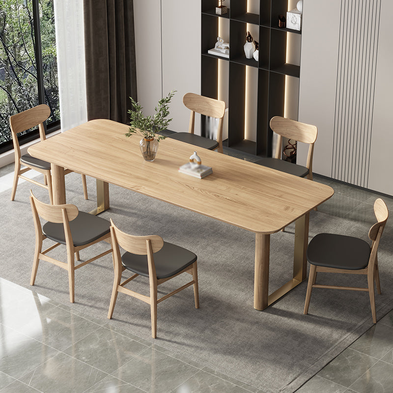 Modern Solid Wood Dining Table Set 1/4/5/7 Pieces Dining Set for Home Use 7 Pieces: Table, 6 Chairs Clearhalo 'Dining Room Sets' 'Dining Tables & Seating' 'dining_room_set' 'furn' 'furn_dining_room_set' 'Furniture' 'furniture_dining_room_set' 'Kitchen & Dining Furniture' 4852812