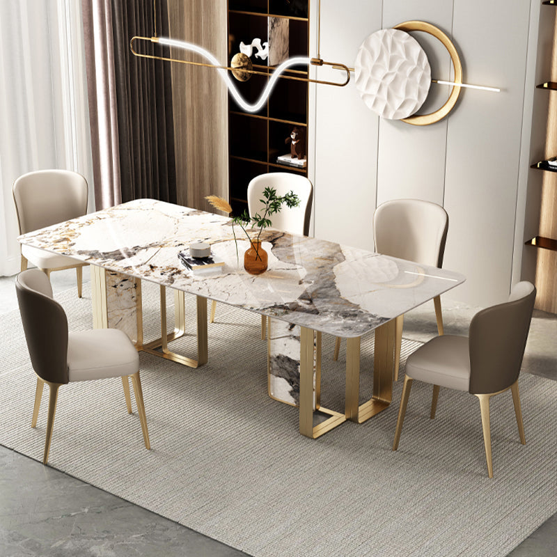 Glam Style Sintered Stone Dining Set 1/2/3/5/6 Pieces Dining Set for Dining Areas 6 Pieces: Table, 5 Chairs Clearhalo 'Dining Room Sets' 'Dining Tables & Seating' 'dining_room_set' 'furn' 'furn_dining_room_set' 'Furniture' 'furniture_dining_room_set' 'Kitchen & Dining Furniture' 4853023
