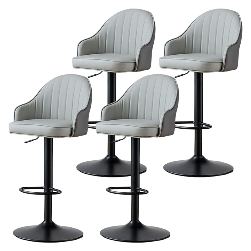 Contemporary Metal Bar and Counter Stool Low Back Stool with Pedestal Base Gray Black 4 Piece Set Clearhalo 'Bar Furniture' 'Bar Stools' 'bar_stools' 'furn' 'furn_bar_stools' 'Furniture' 'furniture_bar_stools' 'Kitchen & Dining Furniture' 4853943