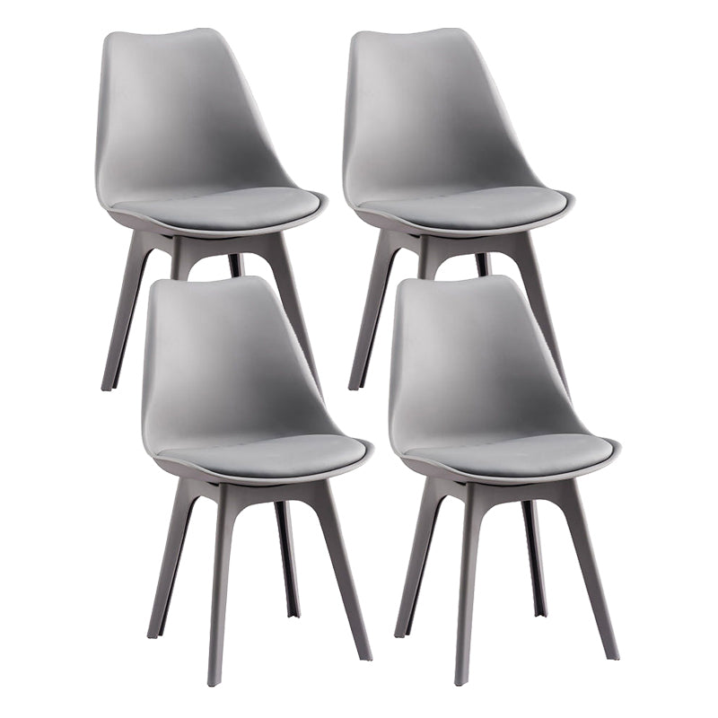 Nordic Style Armless Chair Plastic Upholstered Side Chair (Set of 2/4) Grey Set of 4 Clearhalo 'Dining Chairs' 'Dining Tables & Seating' 'dining_chair' 'Furniture' 'furniture_dining_chair' 'Kitchen & Dining Furniture' 4854286