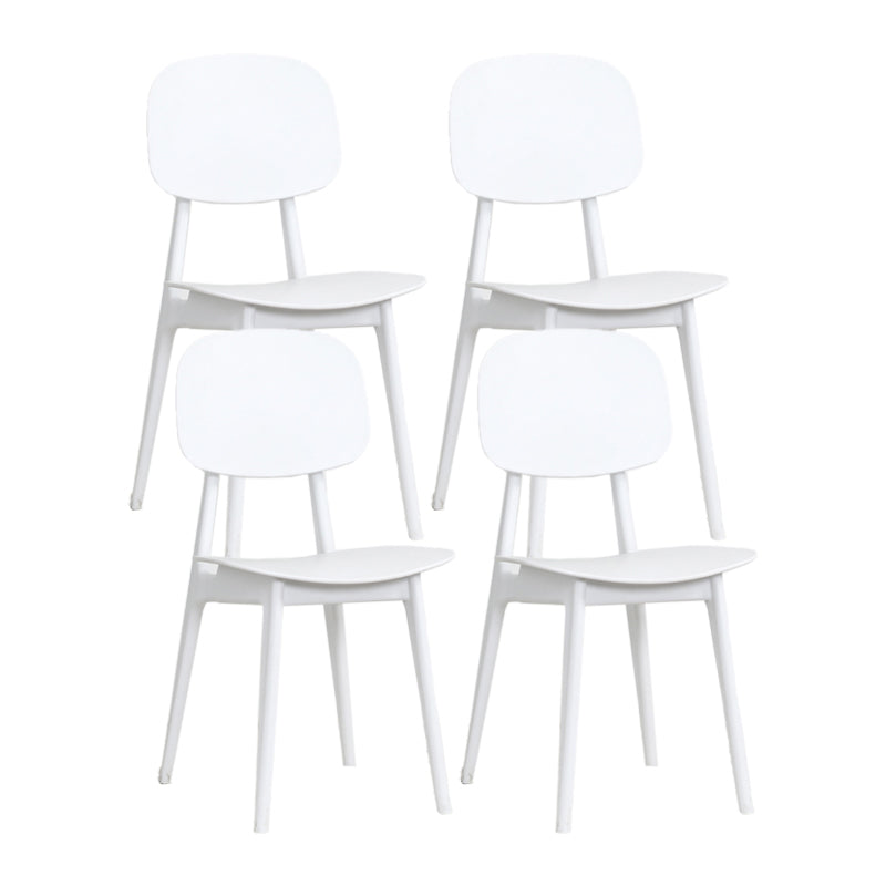 Nordic Style Armless Chair Plastic Open Back Dining Side Chair (Set of 2/4) White 4 Piece Set Clearhalo 'Dining Chairs' 'Dining Tables & Seating' 'dining_chair' 'furn' 'furn_dining_chair' 'Furniture' 'furniture_dining_chair' 'Kitchen & Dining Furniture' 4854350