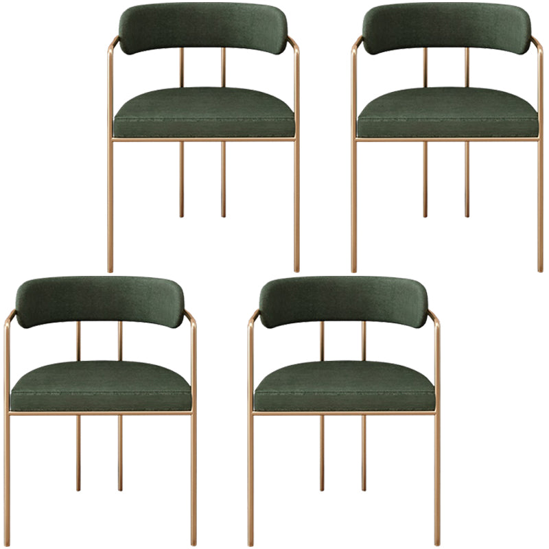 Glam Metal Arm Chair Open Back Dining Side Chair with Upholstered 20"x20.4"x31" Green 4 Piece Set Clearhalo 'Dining Chairs' 'Dining Tables & Seating' 'dining_chair' 'furn' 'furn_dining_chair' 'Furniture' 'furniture_dining_chair' 'Kitchen & Dining Furniture' 4854473
