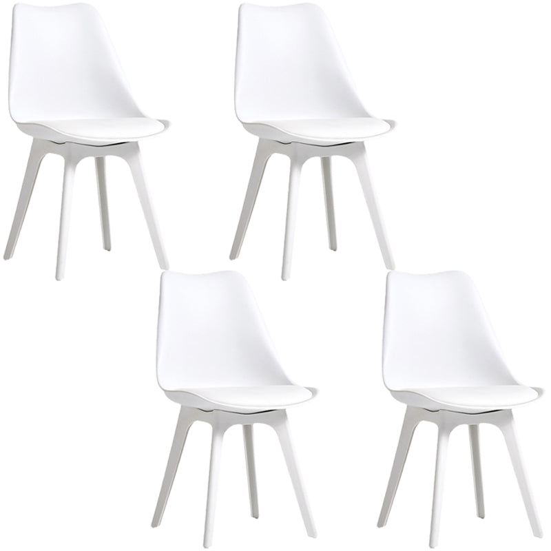 Nordic Style Armless Chair Plastic Upholstered Side Chair 16"x16"x32.6" White Set of 4 Clearhalo 'Dining Chairs' 'Dining Tables & Seating' 'dining_chair' 'Furniture' 'furniture_dining_chair' 'Kitchen & Dining Furniture' 4854540