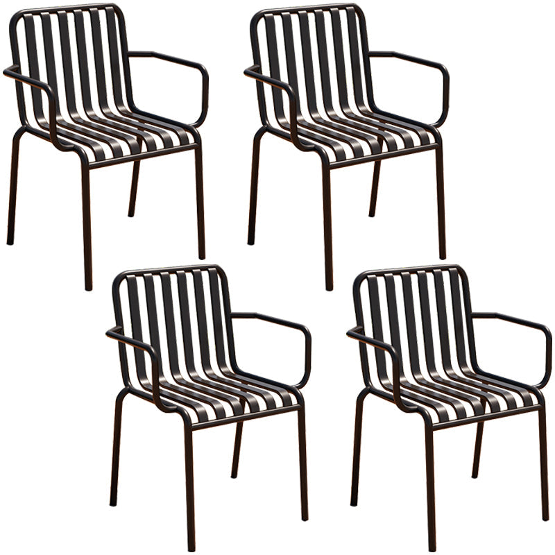 Glam Metal Kitchen and Patio Dining Side Chair Slat Back Arm Chair Black 4 Piece Set Clearhalo 'Dining Chairs' 'Dining Tables & Seating' 'dining_chair' 'furn' 'furn_dining_chair' 'Furniture' 'furniture_dining_chair' 'Kitchen & Dining Furniture' 4854614