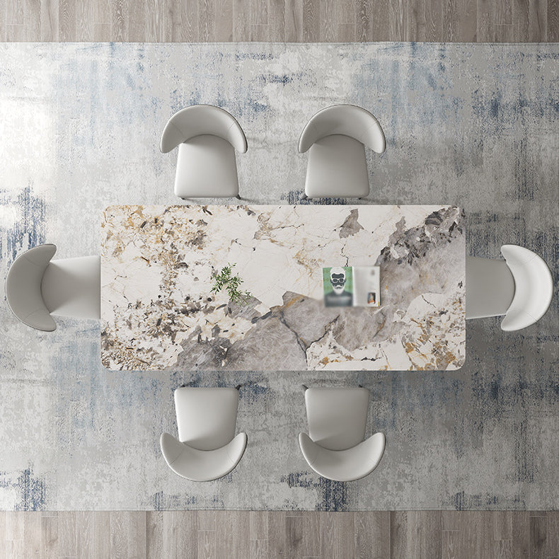 Designer Style Sintered Stone Top Dining Set 1/2/4/5/7 Pieces Dining Table with Chairs 7 Pieces: Table, 6 Chairs Clearhalo 'Dining Room Sets' 'Dining Tables & Seating' 'dining_room_set' 'furn' 'furn_dining_room_set' 'Furniture' 'furniture_dining_room_set' 'Kitchen & Dining Furniture' 4855008