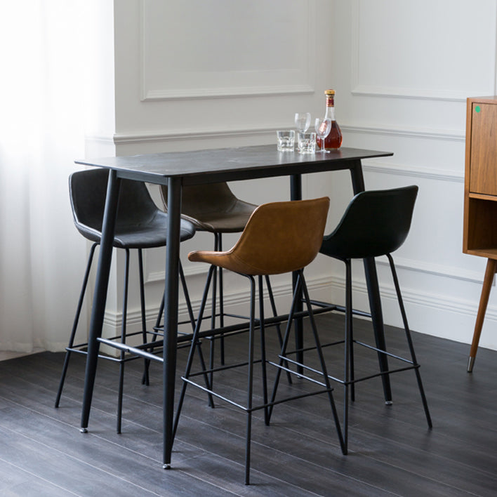 Contemporary Rectangle Table Dining Bar Counter Table for Kitchen 47.2"L x 23.6"W x 38.6"H Black Without Chairs Clearhalo 'Bar Furniture' 'Bar Tables' 'bar_tables' 'furn' 'furn_bar_tables' 'Furniture' 'furniture_bar_tables' 'Kitchen & Dining Furniture' 4855123