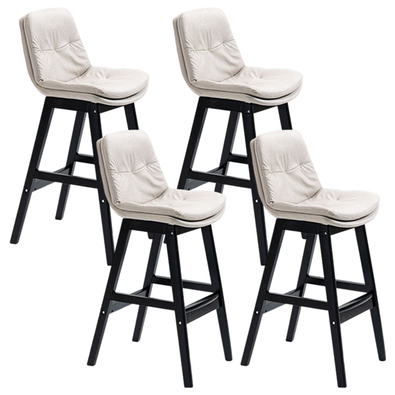 Scandinavian Upholstered Footrest Low Back Stool 27.95'' Rubberwood Bar Stool Off-White Black Set of 4 Clearhalo 'Bar Furniture' 'Bar Stools' 'bar_stools' 'Furniture' 'furniture_bar_stools' 'Kitchen & Dining Furniture' 4855322