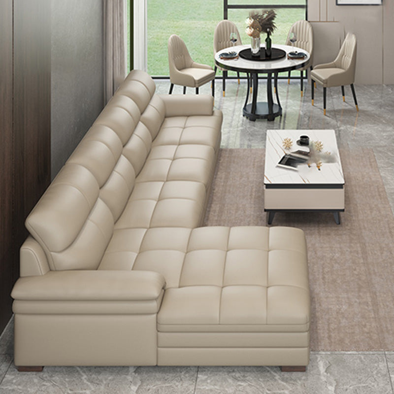 Genuine Leather High Back Pillow Top Arm Sofa and Sectional with Wear Resistant 136"L x 69"W x 37"H Latex Clearhalo 'furn' 'furn_sectionals' 'Furniture' 'furniture_sectionals' 'kitchen' 'kitchen_sectionals' 'Living Room Furniture' 'Sectionals' 4855623