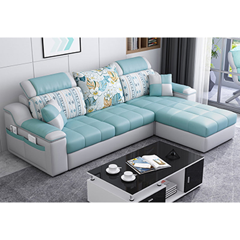 Modern Scooped Arm Sectional 106.3"L x 57"W x 35.43"H High Back Sofa with Storage Light Blue-White Clearhalo 'furn' 'furn_sectionals' 'Furniture' 'furniture_sectionals' 'kitchen' 'kitchen_sectionals' 'Living Room Furniture' 'Sectionals' 4856014