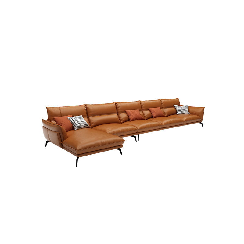 Tan Contemporary Pillow Top Arm Sofa/Sectional with Removable Cushions for Living Room 138"L x 67"W x 33.5"H Clearhalo 'furn' 'furn_sectionals' 'Furniture' 'furniture_sectionals' 'kitchen' 'kitchen_sectionals' 'Living Room Furniture' 'Sectionals' 4856090