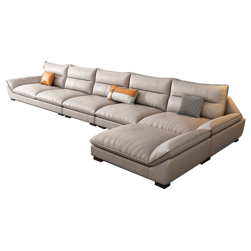 Modern Cream Cushion Back Sofa Faux Leather Living Room Sectional with Storage 157.5"L x 65"W x 35"H Clearhalo 'furn' 'furn_sectionals' 'Furniture' 'furniture_sectionals' 'kitchen' 'kitchen_sectionals' 'Living Room Furniture' 'Sectionals' 4856208