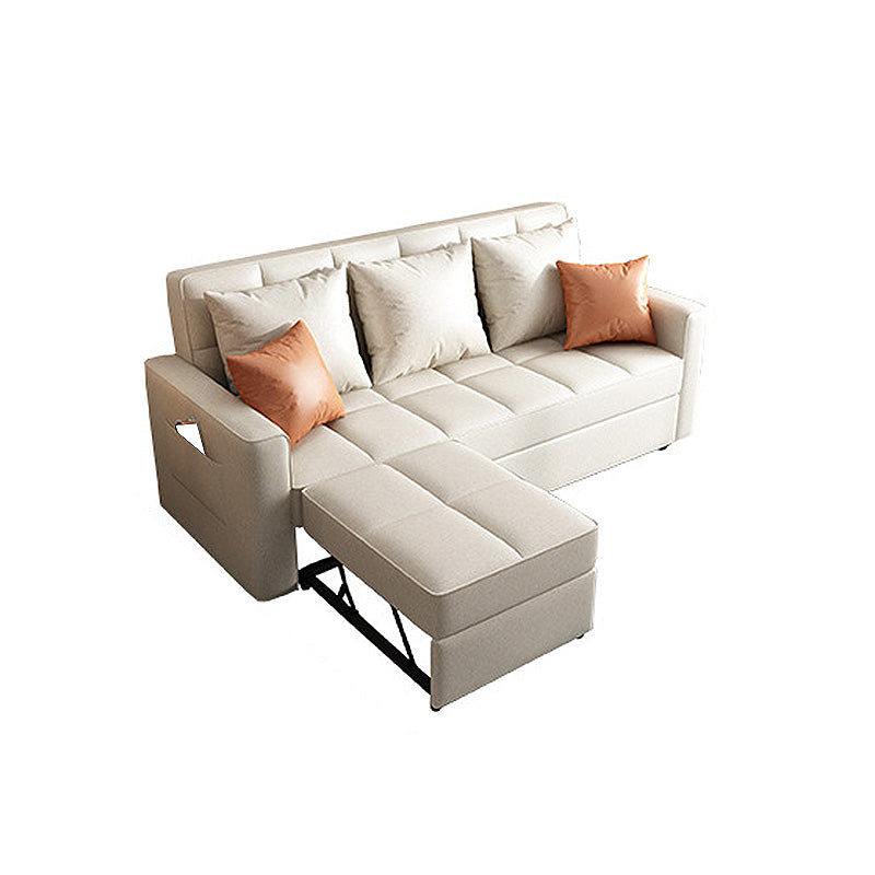 Square Arm Cream Cushion Back Sectionals Contemporary Stain-Resistant Chaise Sofa Left Clearhalo 'Furniture' 'furniture_sectionals' 'kitchen' 'kitchen_sectionals' 'Living Room Furniture' 'Sectionals' 4856706