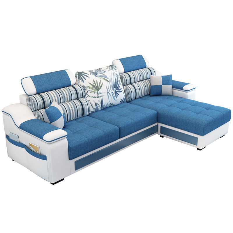 Sloped Arms L-Shape High Back Sofa 106.3"L x 57"W x 35.43"H Sectionals with Storage Dark Blue Latex Clearhalo 'furn' 'furn_sectionals' 'Furniture' 'furniture_sectionals' 'kitchen' 'kitchen_sectionals' 'Living Room Furniture' 'Sectionals' 4856806