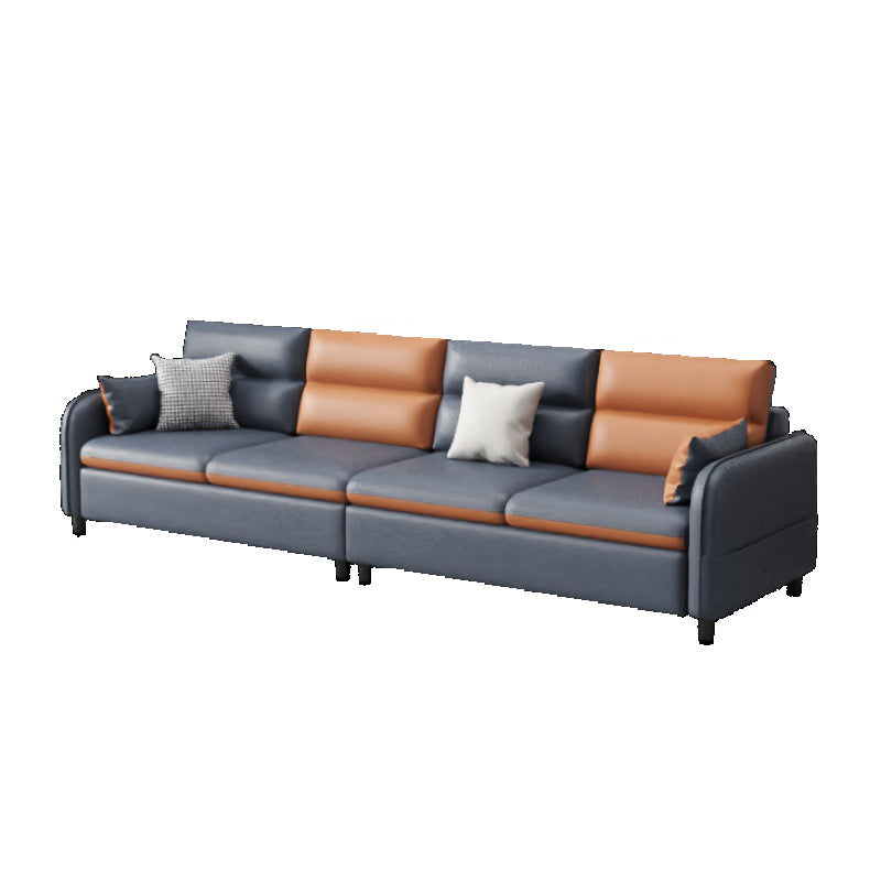 Modern Square Arm Sofa 4-Seat Couch with Pillow Back Cushions and Storage Dark Gray Latex Clearhalo 'furn' 'furn_sofas' 'Furniture' 'furniture_sofas' 'Living Room Furniture' 'Sofa' 'sofas' 4857726