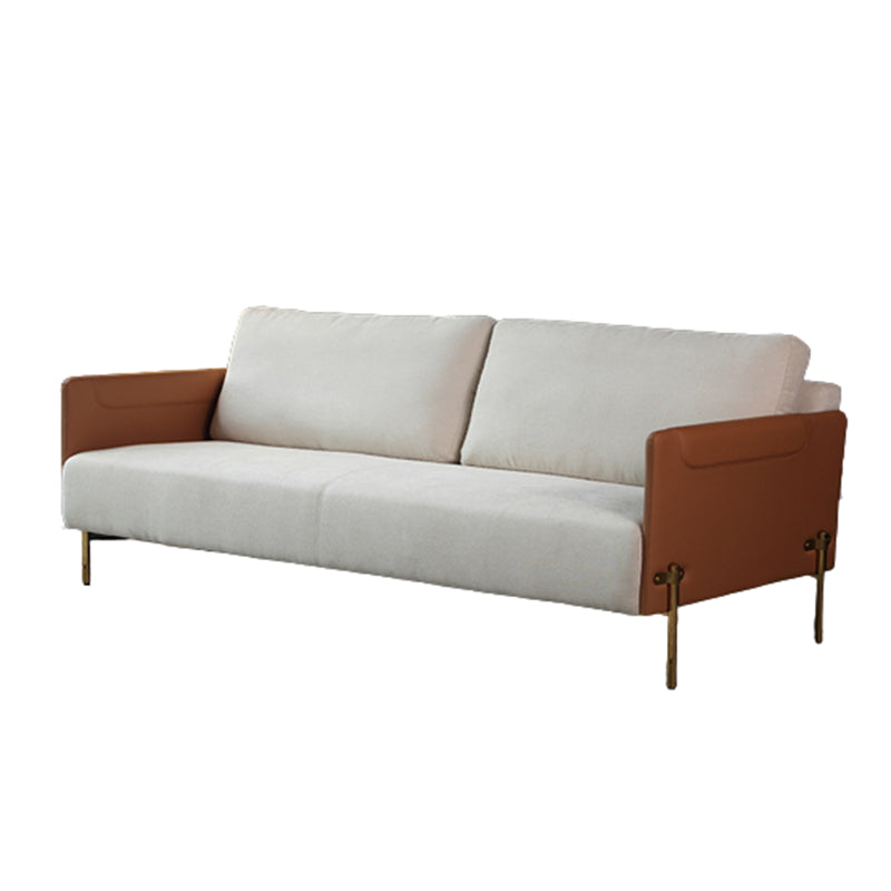 Contemporary Square Arm Cushions Leather and Cotton Blend Settee Couch 69"L x 33.5"W x 33.5"H Clearhalo 'furn' 'furn_sofas' 'Furniture' 'furniture_sofas' 'Living Room Furniture' 'Sofa' 'sofas' 4858290