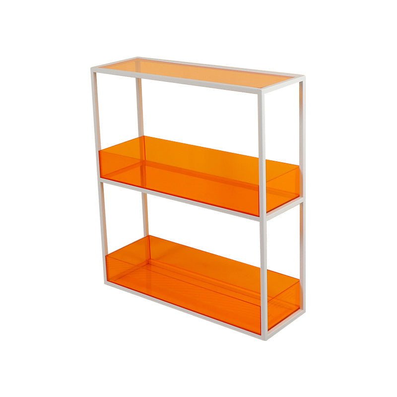 Open Scandinavian Etagere Bookshelf with White Iron Frame Acrylic Shelf Orange 2 Clearhalo 'Bookcases' 'furn' 'furn_bookcases' 'Furniture' 'furniture_bookcases' 'Office Furniture' 4859100