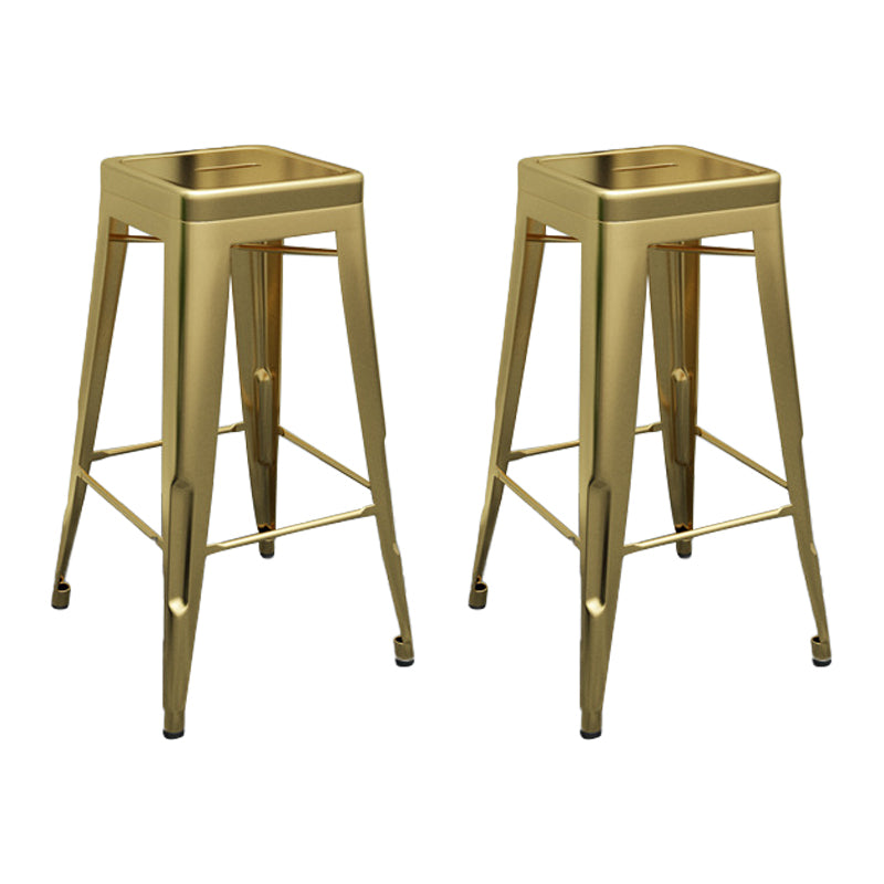 Industrial Stackable Iron Bar Stool Matte Finish 30-inch Home Stool Gold 2 Piece Set Clearhalo 'Bar Furniture' 'Bar Stools' 'bar_stools' 'furn' 'furn_bar_stools' 'Furniture' 'furniture_bar_stools' 'Kitchen & Dining Furniture' 4861829