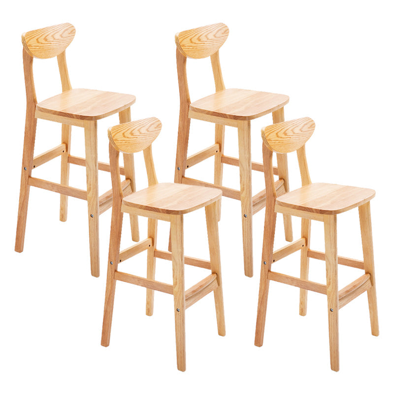 Scandinavian Footrest Solid Wood Bar Stool Low Back Home Stool Wood Natural 4 Piece Set Clearhalo 'Bar Furniture' 'Bar Stools' 'bar_stools' 'furn' 'furn_bar_stools' 'Furniture' 'furniture_bar_stools' 'Kitchen & Dining Furniture' 4861963