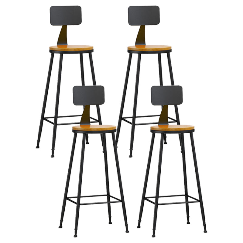 Industrial Coffee Shop Footrest Stool Matte Finish Iron Bar Stool Wood 4 Piece Set Bar Stool(33"H) Clearhalo 'Bar Furniture' 'Bar Stools' 'bar_stools' 'furn' 'furn_bar_stools' 'Furniture' 'furniture_bar_stools' 'Kitchen & Dining Furniture' 4862269