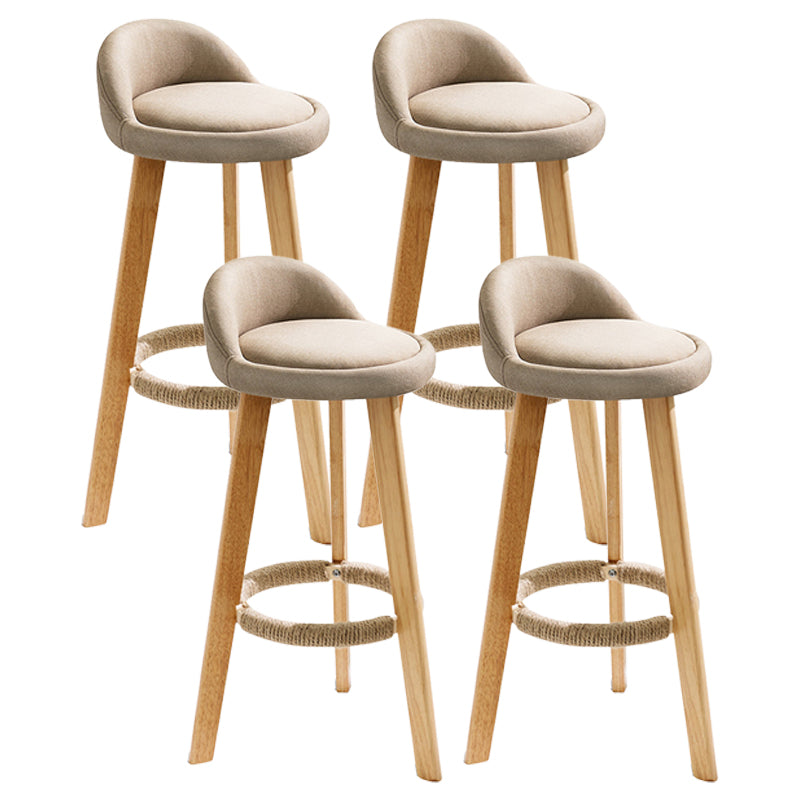 Scandinavian Milk Tea Shop Footrest Stool Matte Finish Upholstered Bar Stools Khaki 4 Piece Set Clearhalo 'Bar Furniture' 'Bar Stools' 'bar_stools' 'furn' 'furn_bar_stools' 'Furniture' 'furniture_bar_stools' 'Kitchen & Dining Furniture' 4862363