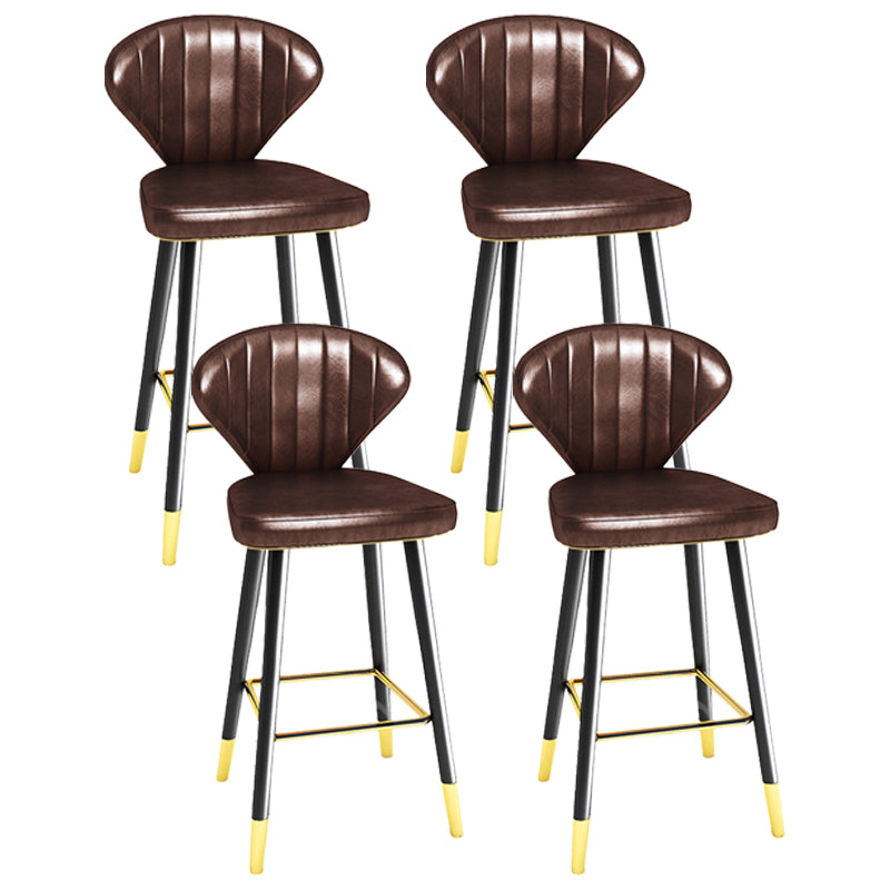 Modern Matte Finish Leather Barstool Footrest Living Room Stool Brown 4 Piece Set Counter Stool(26"H) Clearhalo 'Bar Furniture' 'Bar Stools' 'bar_stools' 'furn' 'furn_bar_stools' 'Furniture' 'furniture_bar_stools' 'Kitchen & Dining Furniture' 4862443