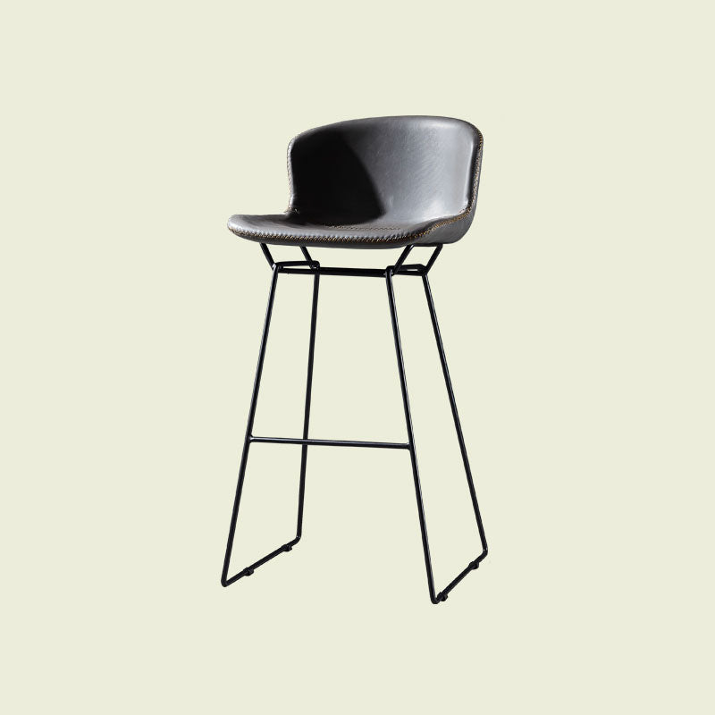 Scandinavian Footrest Living Room Stool Matte Finish PU Leather Barstool Dark Gray 1 Piece Clearhalo 'Bar Furniture' 'Bar Stools' 'bar_stools' 'furn' 'furn_bar_stools' 'Furniture' 'furniture_bar_stools' 'Kitchen & Dining Furniture' 4862745
