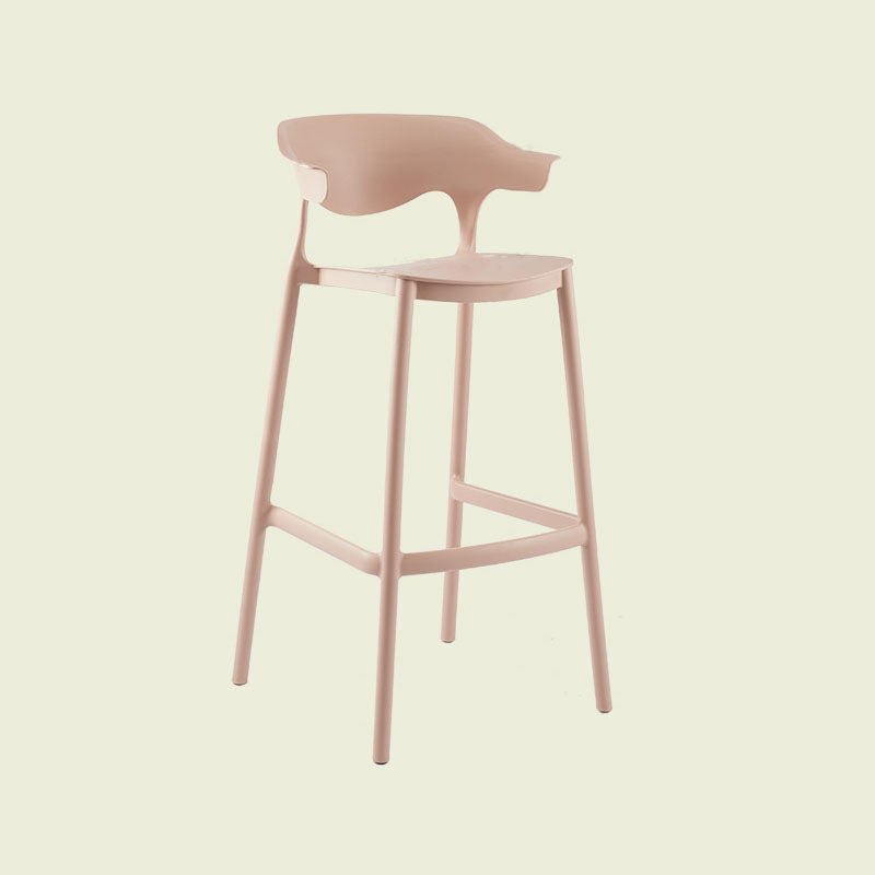 Scandinavian Matte Finish Plastic Barstool Armed Milk Tea Shop Stool Pink 1 Piece Clearhalo 'Bar Furniture' 'Bar Stools' 'bar_stools' 'furn' 'furn_bar_stools' 'Furniture' 'furniture_bar_stools' 'Kitchen & Dining Furniture' 4862796