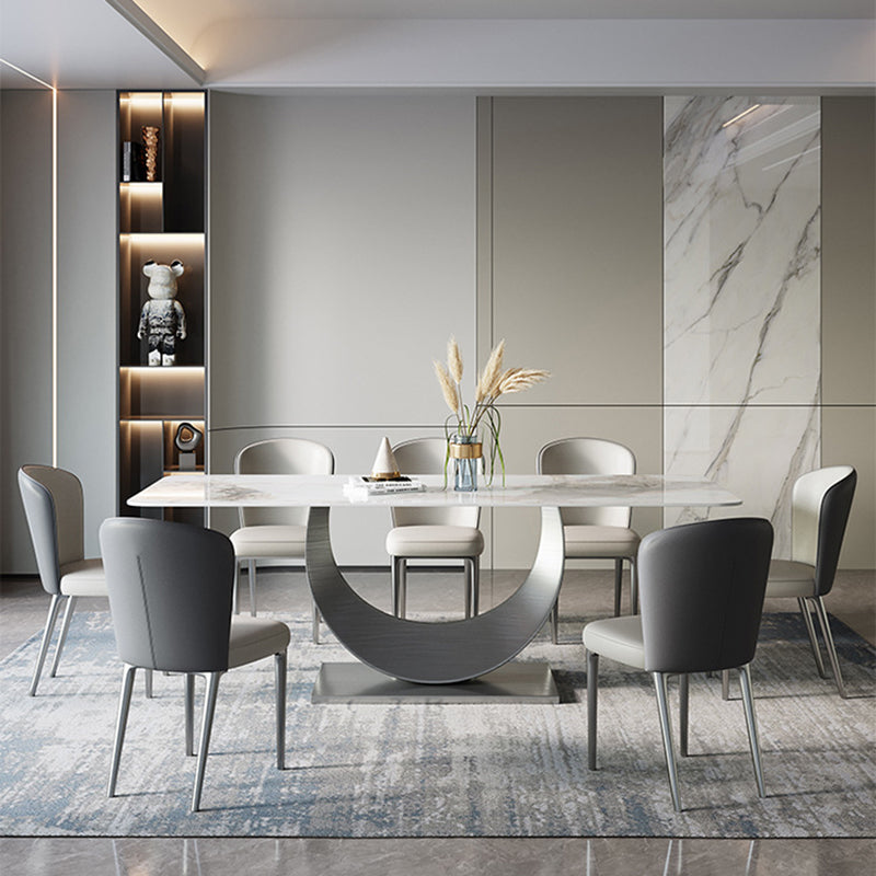 Modern 1/4/5/7/8 Pieces Dining Set Rectangle Dining Table Set for Home Use 8 Pieces: Table, 7 Chairs Clearhalo 'Dining Room Sets' 'Dining Tables & Seating' 'dining_room_set' 'furn' 'furn_dining_room_set' 'Furniture' 'furniture_dining_room_set' 'Kitchen & Dining Furniture' 4863007