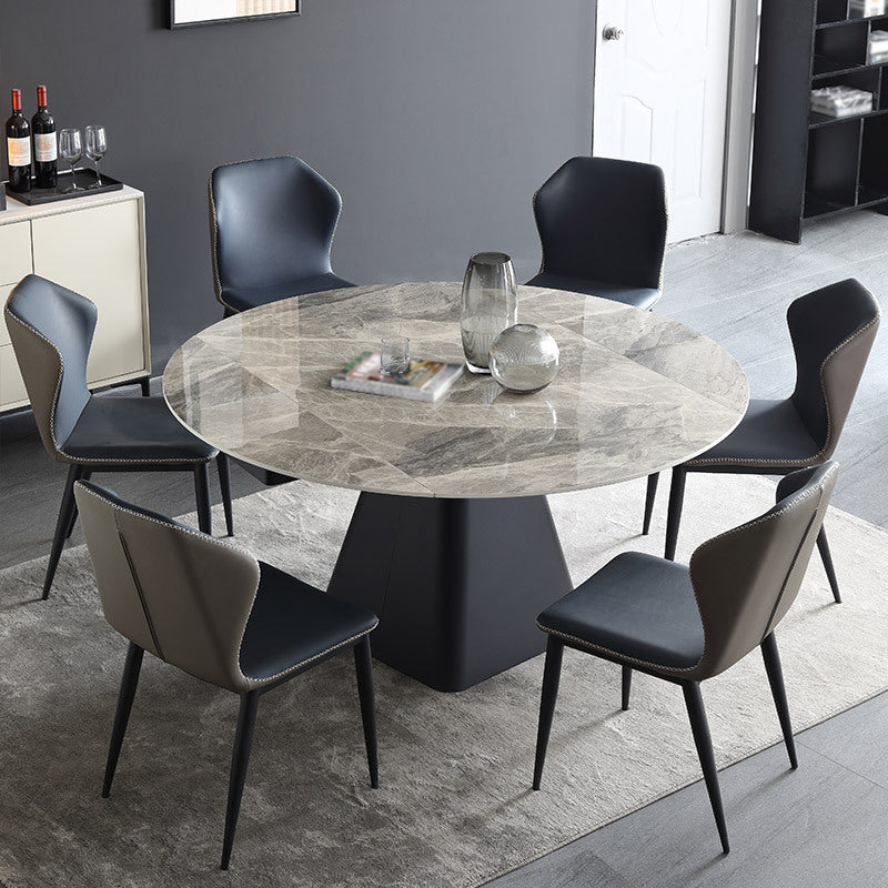 Modern 1/4/5/7 Pieces Dining Room Set Round Dining Room Table Set 7 Pieces: Table, 6 Chairs Clearhalo 'Dining Room Sets' 'Dining Tables & Seating' 'dining_room_set' 'furn' 'furn_dining_room_set' 'Furniture' 'furniture_dining_room_set' 'Kitchen & Dining Furniture' 4863043
