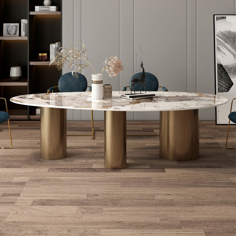 Glam 1/4/5 Pieces Dining Set Oval Sintered Stone Dining Table Set for Dining Areas 5 Pieces: Table, 4 Chairs Clearhalo 'Dining Room Sets' 'Dining Tables & Seating' 'dining_room_set' 'furn' 'furn_dining_room_set' 'Furniture' 'furniture_dining_room_set' 'Kitchen & Dining Furniture' 4863077