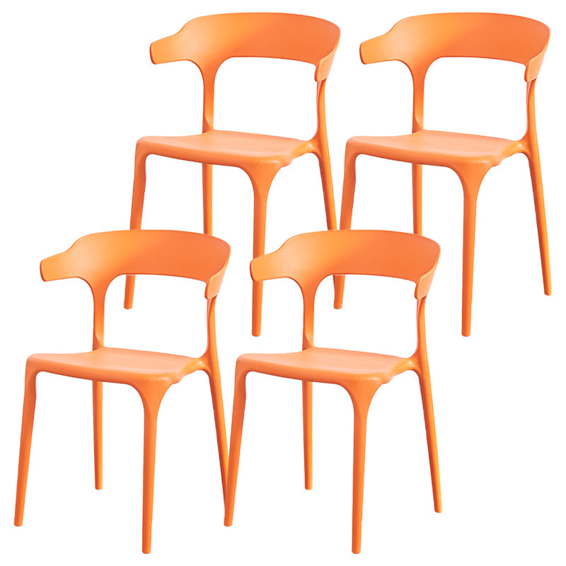 Nordic Style Arm Chair Plastic Stackable Chair for Dining Room Orange 4 Piece Set Clearhalo 'Dining Chairs' 'Dining Tables & Seating' 'dining_chair' 'furn' 'furn_dining_chair' 'Furniture' 'furniture_dining_chair' 'Kitchen & Dining Furniture' 4863772