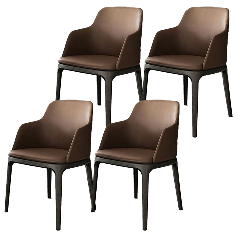 Nordic Style Arm Chair Wood and Faux Leather Chair for Dining Room Coffee 4 Piece Set Clearhalo 'Dining Chairs' 'Dining Tables & Seating' 'dining_chair' 'furn' 'furn_dining_chair' 'Furniture' 'furniture_dining_chair' 'Kitchen & Dining Furniture' 4863891