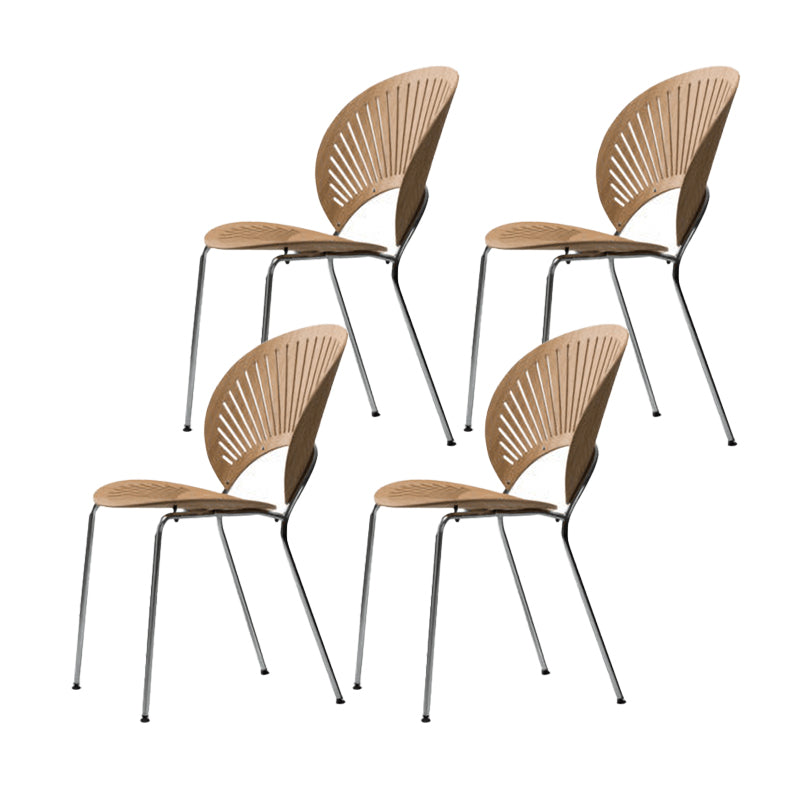 Industrial Style Wood Dining Side Chair Open Back Dining Side Chair Natural 4 Piece Set Silver Clearhalo 'Dining Chairs' 'Dining Tables & Seating' 'dining_chair' 'furn' 'furn_dining_chair' 'Furniture' 'furniture_dining_chair' 'Kitchen & Dining Furniture' 4864232