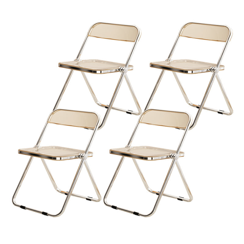 Industrial Style Folding Side Chair for Home Plastic Dining Armless Chair Amber 4 Piece Set Clearhalo 'Dining Chairs' 'Dining Tables & Seating' 'dining_chair' 'furn' 'furn_dining_chair' 'Furniture' 'furniture_dining_chair' 'Kitchen & Dining Furniture' 4864264