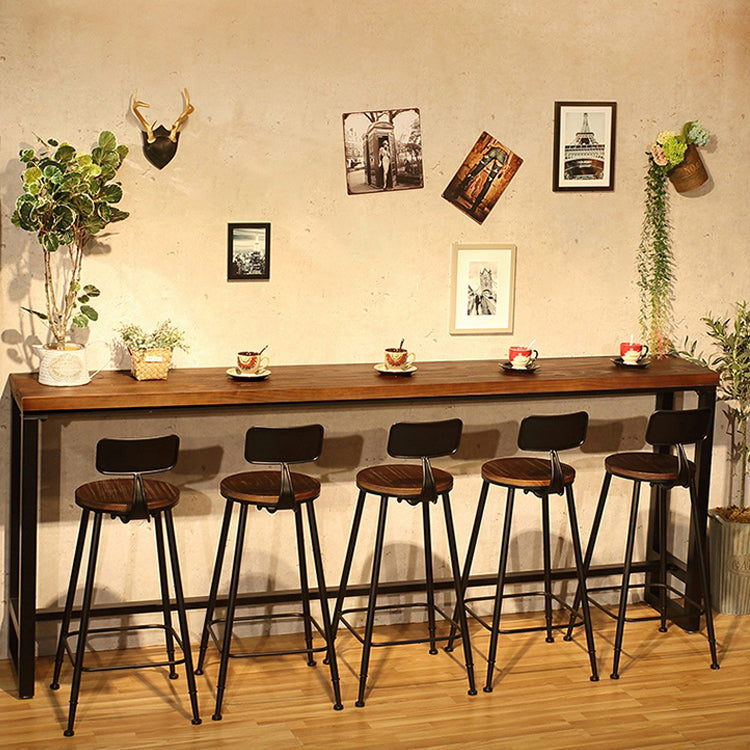 Industrial Style Wood Top Counter Table 42-inch Height Table for Restaurant 94.5"L x 15.7"W x 41.3"H Without Chairs Clearhalo 'Bar Furniture' 'Bar Tables' 'bar_tables' 'furn' 'furn_bar_tables' 'Furniture' 'furniture_bar_tables' 'Kitchen & Dining Furniture' 4875232