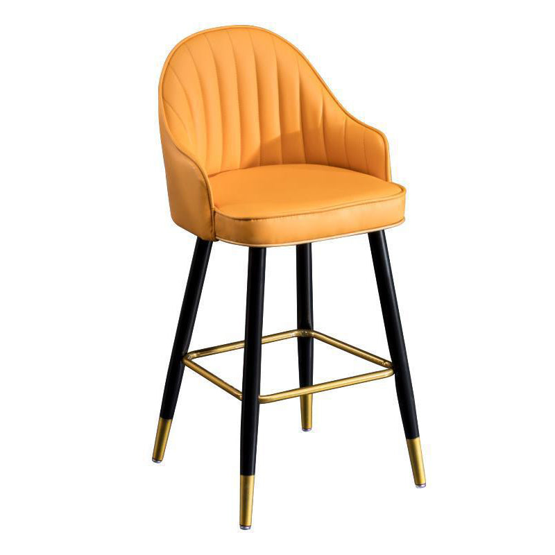 Scandinavian Living Room Armed Stool Matte Finish Leather Barstool Orange 1 Piece Clearhalo 'Bar Furniture' 'Bar Stools' 'bar_stools' 'furn' 'furn_bar_stools' 'Furniture' 'furniture_bar_stools' 'Kitchen & Dining Furniture' 4875289