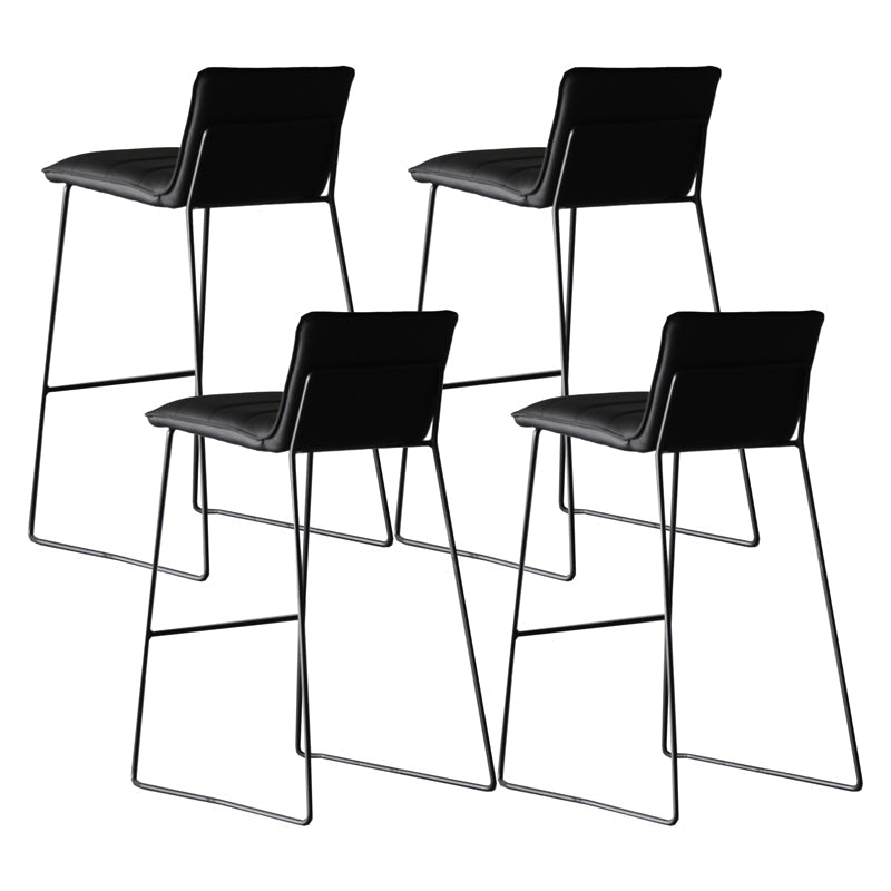 Modern Low Back Restaurant Stool Matte Finish Leather Barstool Black 4 Piece Set Clearhalo 'Bar Furniture' 'Bar Stools' 'bar_stools' 'furn' 'furn_bar_stools' 'Furniture' 'furniture_bar_stools' 'Kitchen & Dining Furniture' 4875303