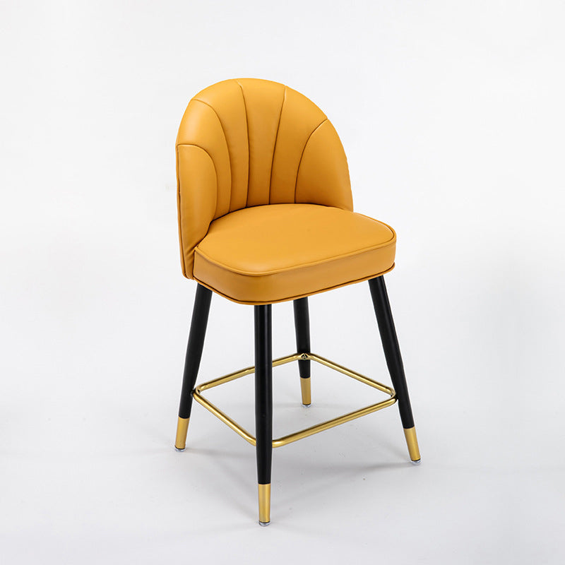 Scandinavian Footrest Living Room Stool Matte Finish Upholstered Barstool Orange 1 Piece Short Stool(22"H) Clearhalo 'Bar Furniture' 'Bar Stools' 'bar_stools' 'furn' 'furn_bar_stools' 'Furniture' 'furniture_bar_stools' 'Kitchen & Dining Furniture' 4875361