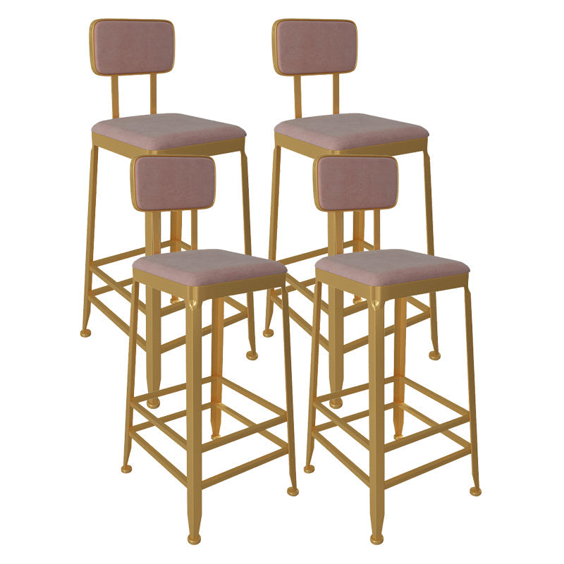 Glam Low Back Living Room Stool Matte Finish Velvet Counter Stool Pink 4 Piece Set Square Clearhalo 'Bar Furniture' 'Bar Stools' 'bar_stools' 'furn' 'furn_bar_stools' 'Furniture' 'furniture_bar_stools' 'Kitchen & Dining Furniture' 4875466