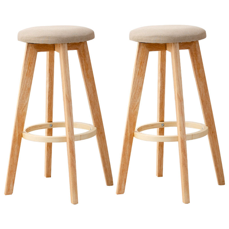 Scandinavian Matte Finish Solid Wood Bar Stool Restaurant Footrest Stool Khaki 2 Piece Set Clearhalo 'Bar Furniture' 'Bar Stools' 'bar_stools' 'furn' 'furn_bar_stools' 'Furniture' 'furniture_bar_stools' 'Kitchen & Dining Furniture' 4875662