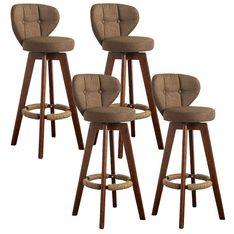 Modern Rubberwood Solid Wood Bar Stool Matte Finish Home Stool Light Brown Brown 4 Piece Set Clearhalo 'Bar Furniture' 'Bar Stools' 'bar_stools' 'furn' 'furn_bar_stools' 'Furniture' 'furniture_bar_stools' 'Kitchen & Dining Furniture' 4875782