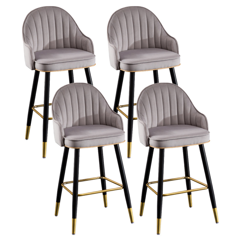 Scandinavian Restaurant Armed Stool Matte Finish Velvet Barstool Light Gray Set of 4 Clearhalo 'Bar Furniture' 'Bar Stools' 'bar_stools' 'Furniture' 'furniture_bar_stools' 'Kitchen & Dining Furniture' 4876071
